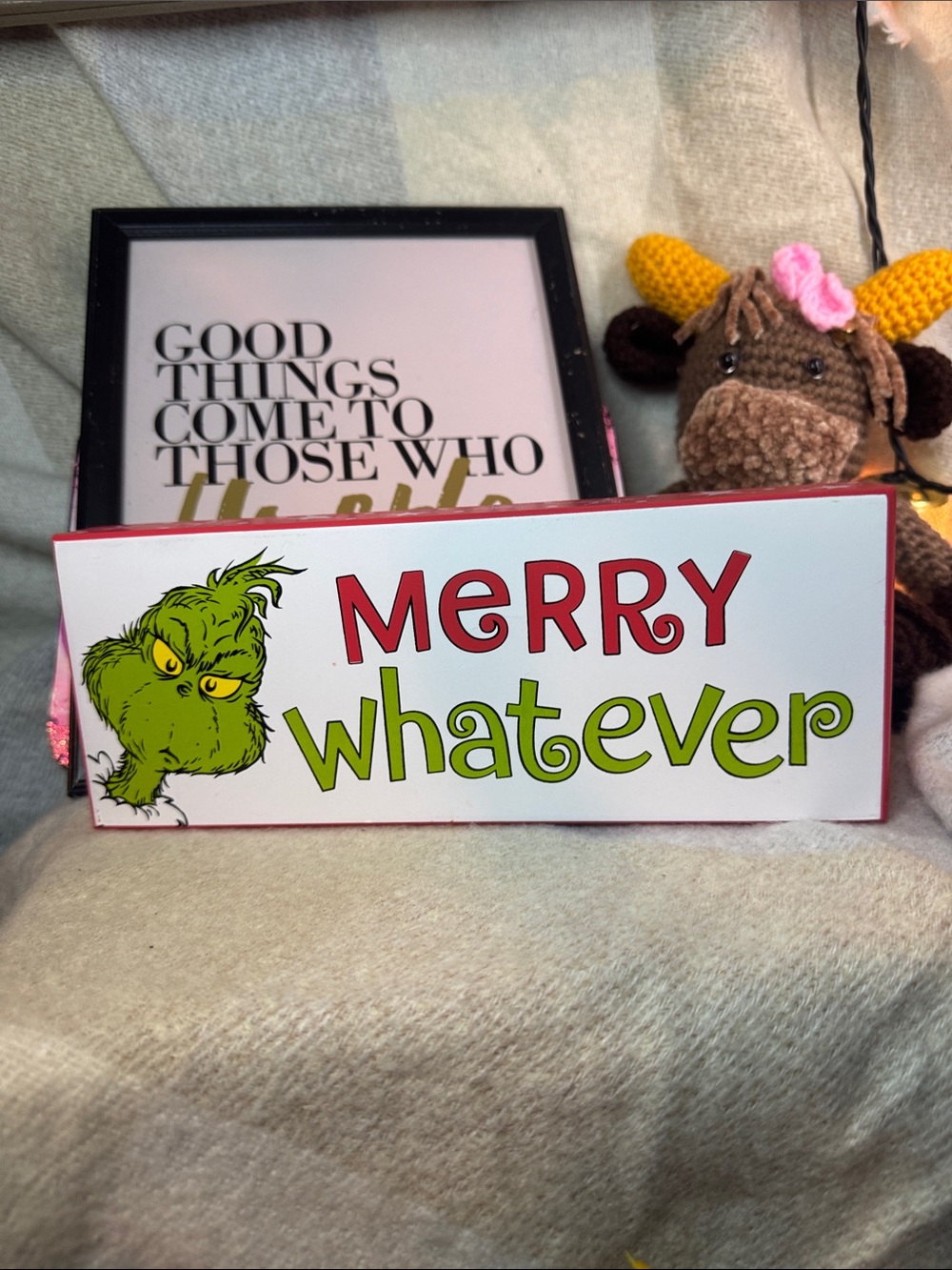 Merry Whatever Holiday Sign with Grinch Graphic